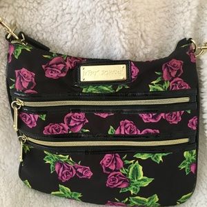 Betsey Johnson Black w/ Purple Roses Bag